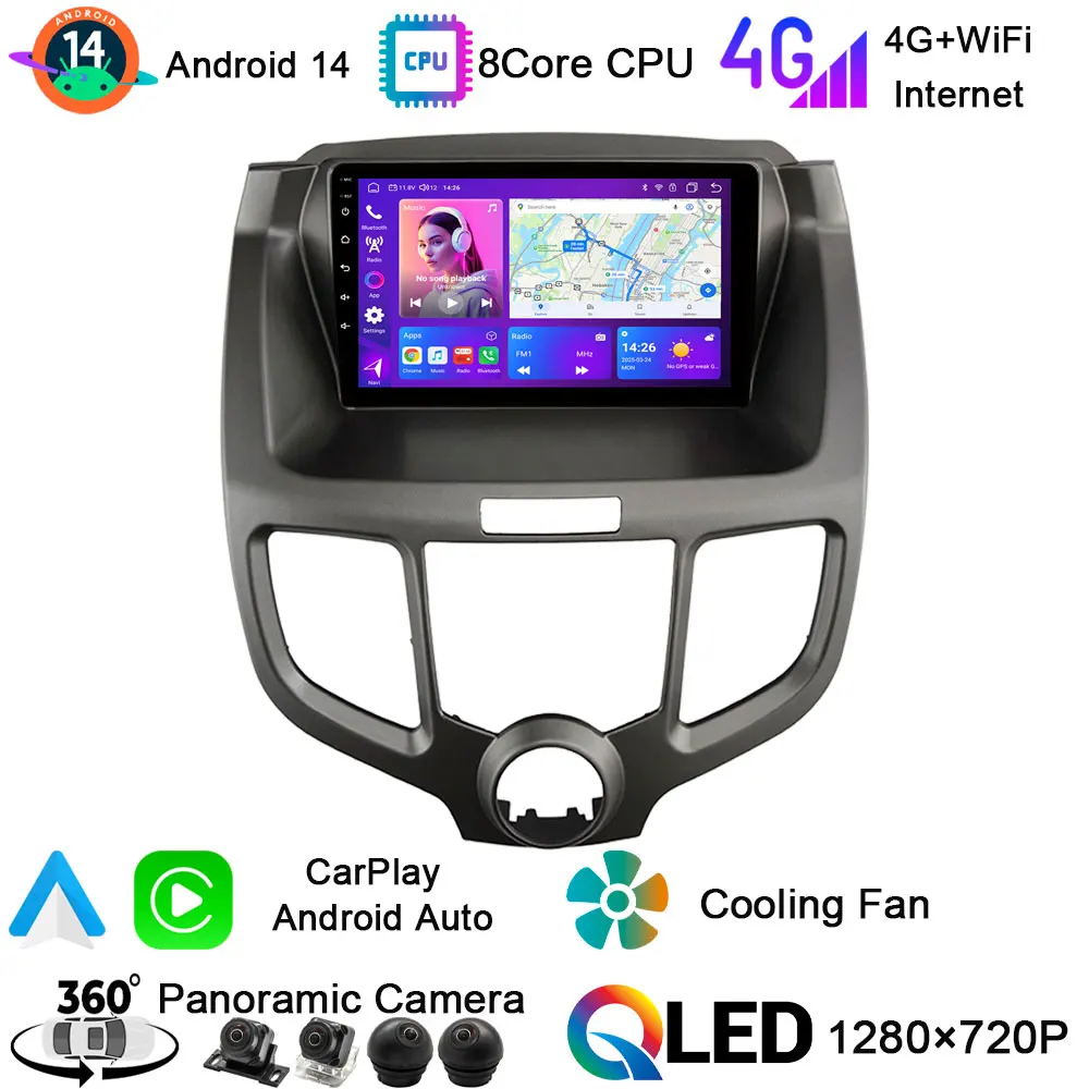 Pantalla de 10 "Android14 WiFi para coche GPS BT 5,0 Radio Multimedia reproductor de vídeo estéreo DSP Auto Carplay para Honda Odyssey RB1/RB2 2003-08