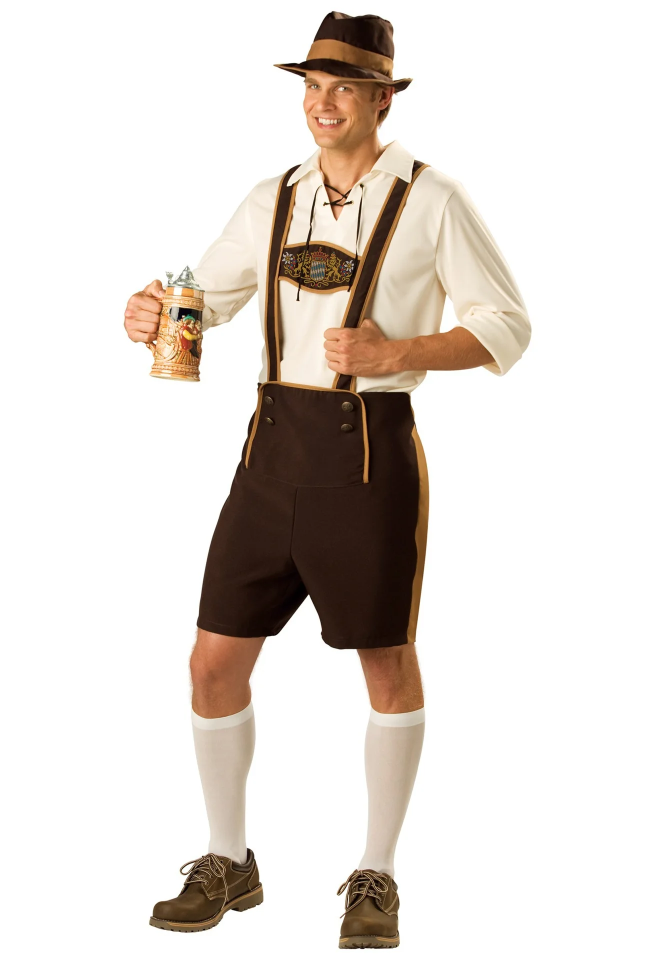 ชุดคอสเพลย์เบียร์สำหรับเด็กและผู้ใหญ่ชุดแต่งกายเบียร์ lederhosen เทศกาลบาวาเรียแต่งตัวฮาโลวีนปาร์ตี้