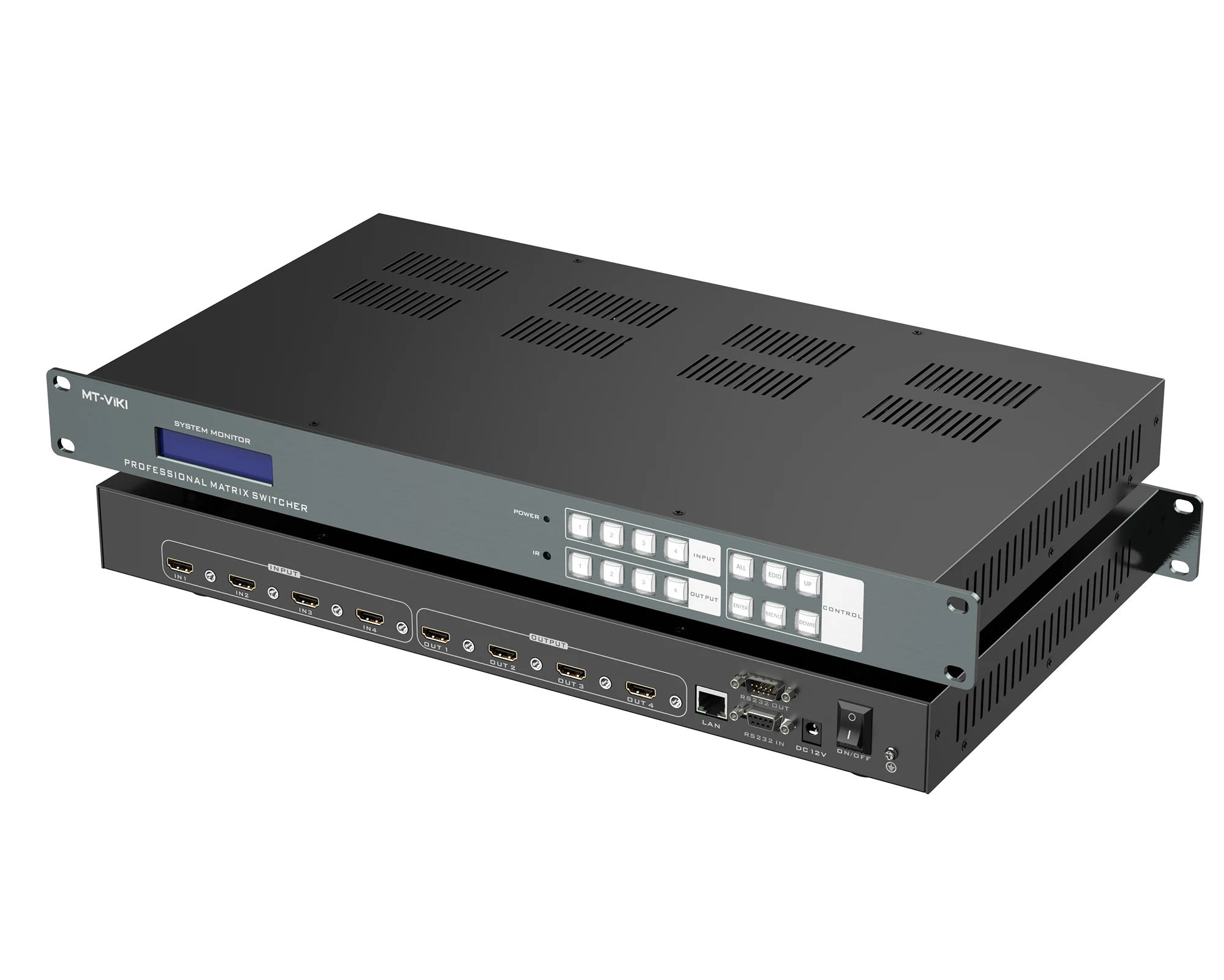 4K 60Hz seamless HDMI matrix 4x4 in and 4 out, with splicing mode, network/application/RS232/LAN/RS232 control