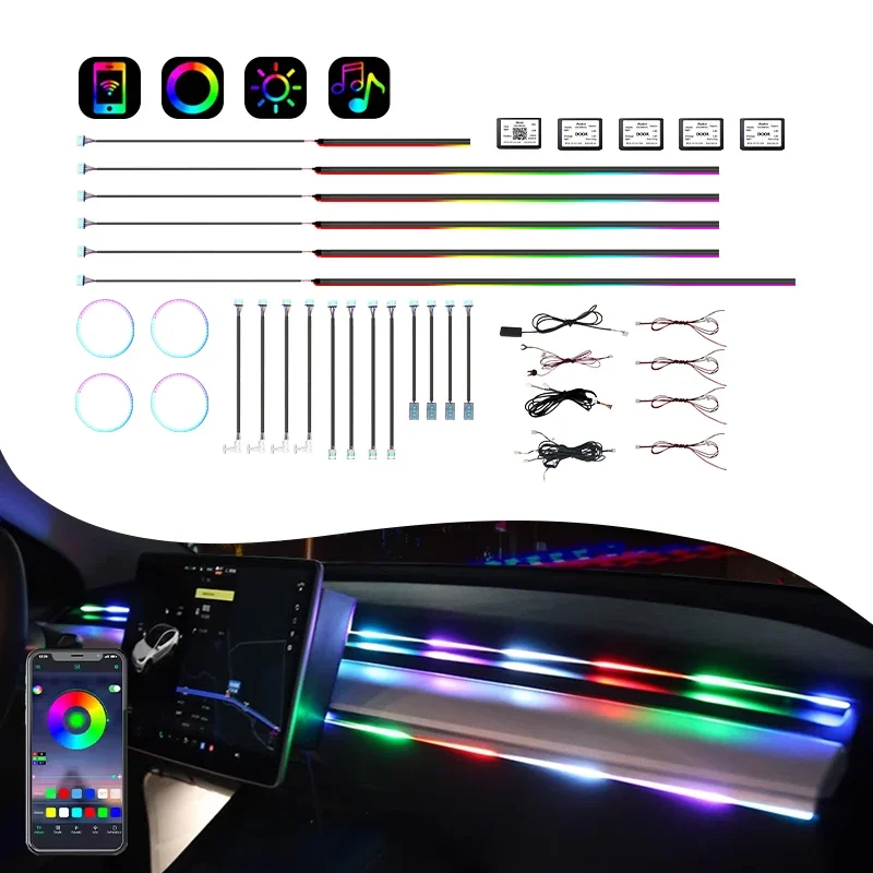 

Fast delivery Chasing Rgb Car Atmosphere Light 26 in 1/24 in 1/18 in 1 interior led lights Symphony led car ambient lights