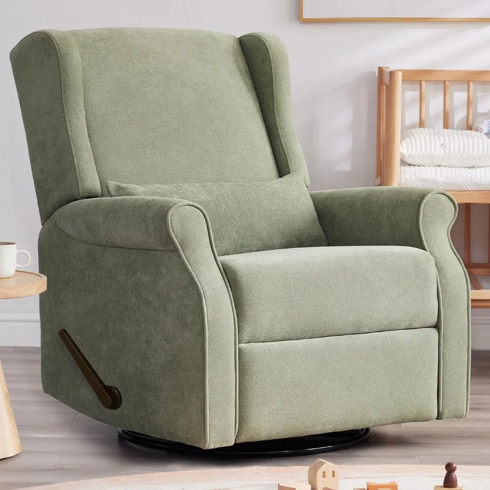 

Nursery Swivel Glider Recliner with Footrest Rocking Chair for Living Room Bedroom Green