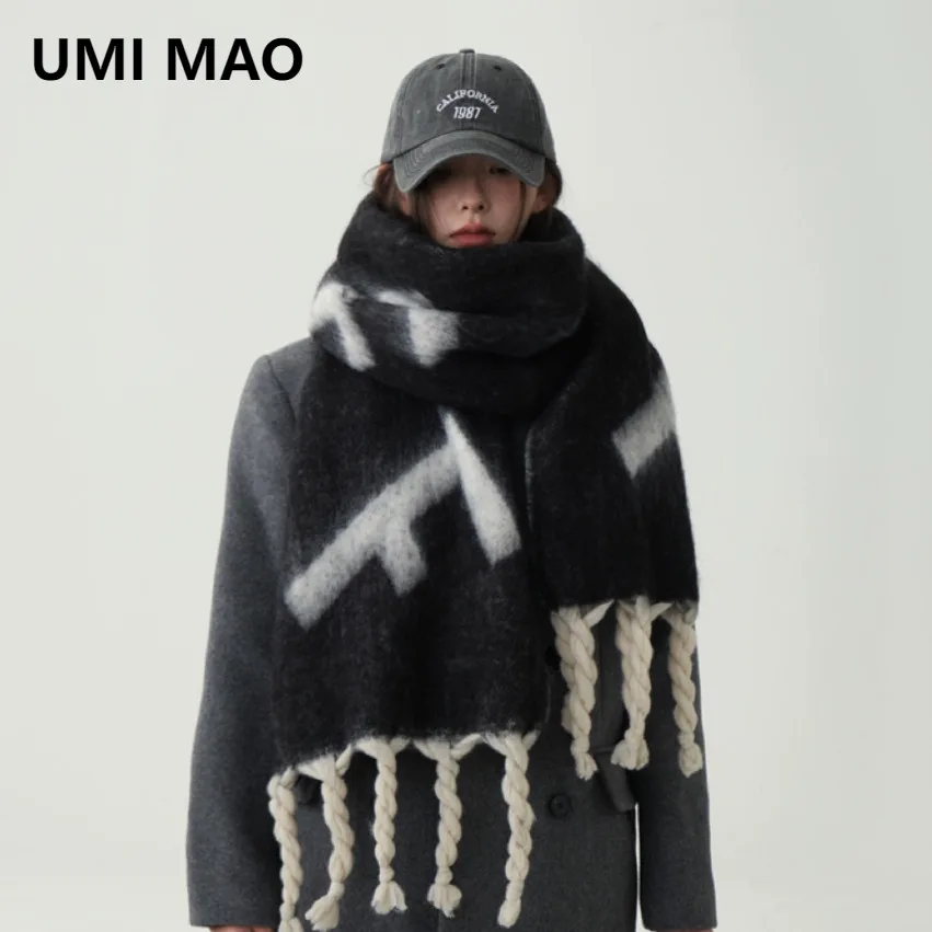 

UMI MAO Scarf For Women Winter New High-End Style Women's Autumn Winter Thickened Warm Neck Scarf Femme Y2K