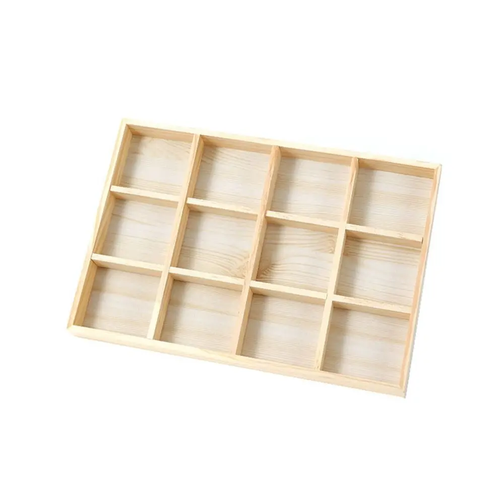 

Solid Wood Jewelry Display Tray Divider 6/12/24/36 Grids Necklace Storage Box Vintage High Quality Ring Earring Holder Bracelet