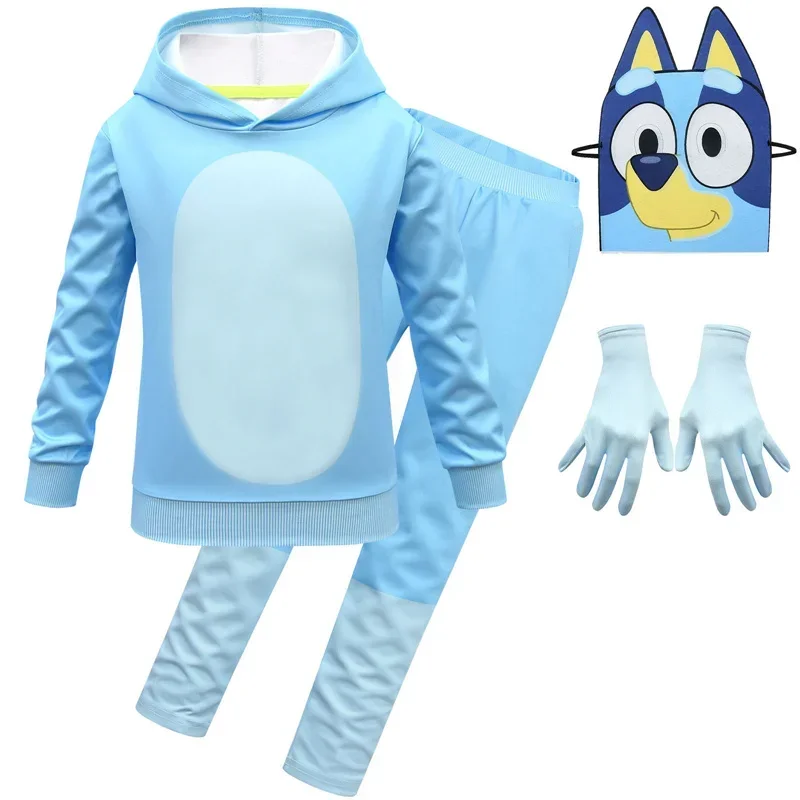 Lovely Blueying Bingoed Lover Girl boys Game Anime Character Cosplay Halloween Carnival birthday Easter Costume for Kids 3-8Y