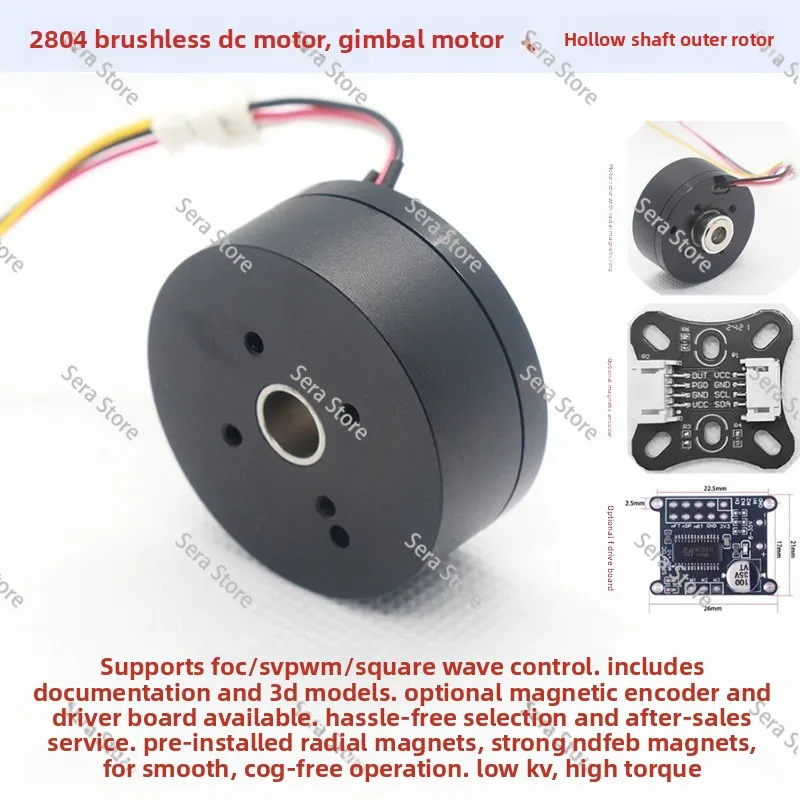 2804 DC Brushless Motor with Neodymium Magnet BLDC Hollow Shaft Infinite External Rotor Gimbal Motor FOC