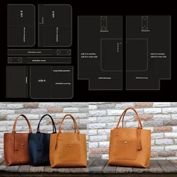 YOMDID 8PCS Acrylic Template Single Shoulder Bag Leather Pattern Mold Handcraft DIY Handbag Tote Bag Making Leathercraft Stencil