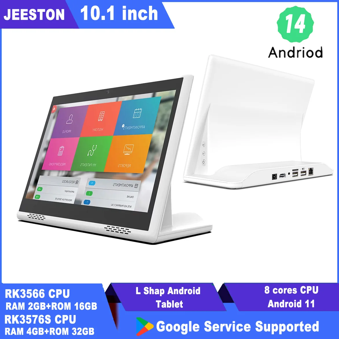 

Hot L Shape Android 13/14 Tablet POS, Desktop Touch Screen Ordering Kiosk, HDMI Output WIFI LAN Photo Frame, Customer Rating POS