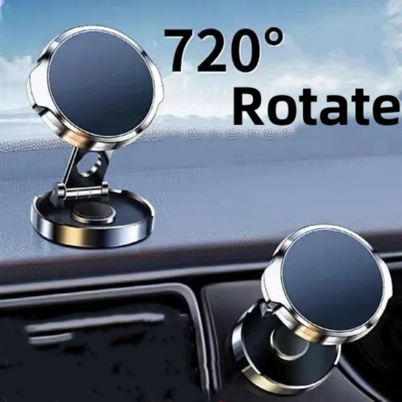 Suporte para celular para carro Suporte magnético forte para carro 720 °   Suporte de suporte redondo dobrável para suportes de montagem de telefones 