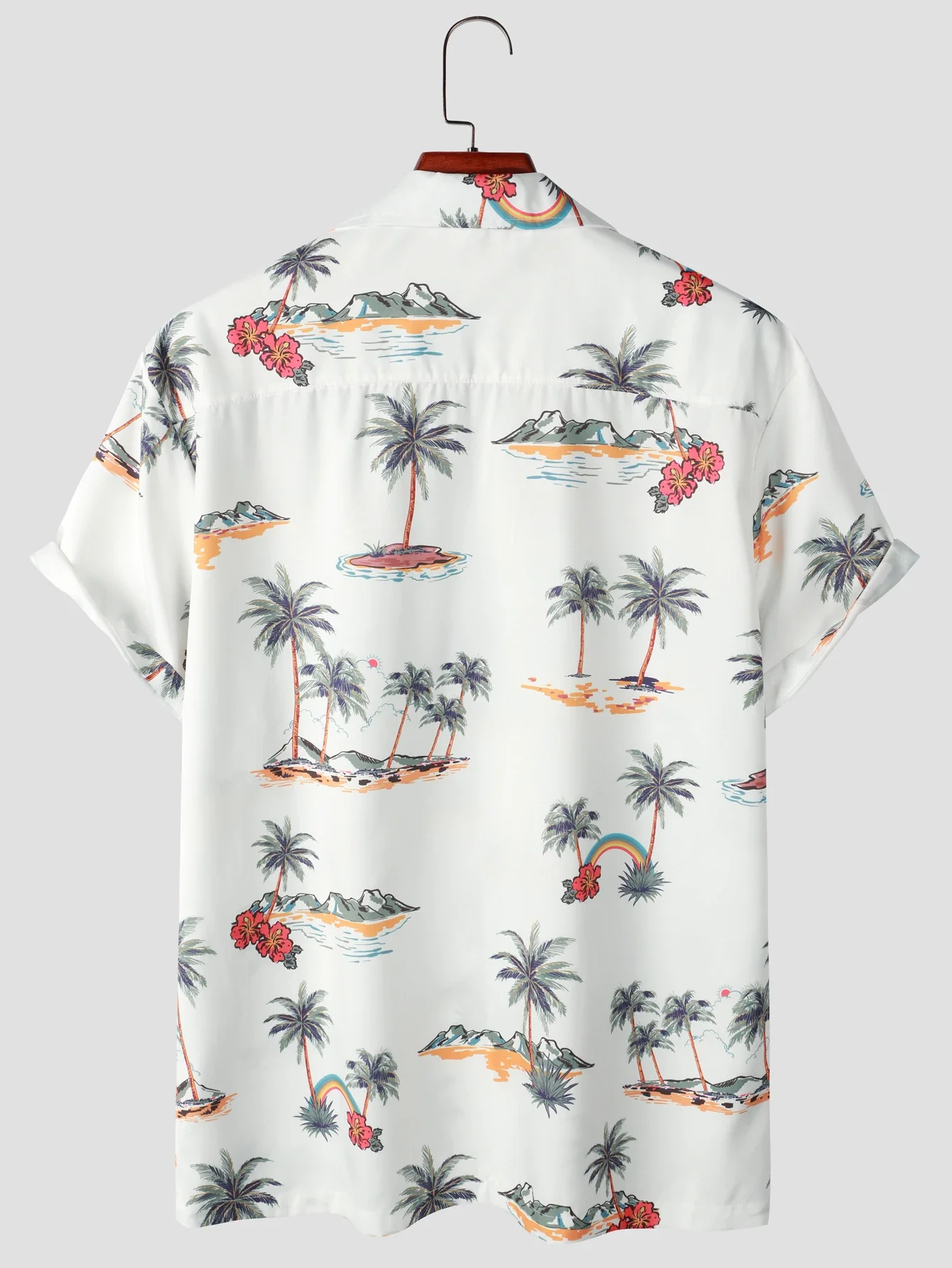 Men\'s Hawaiian Shirt - Palm Tree Print, Casual Button Up Short Sleeve for Summer Vacation and Resort Wear