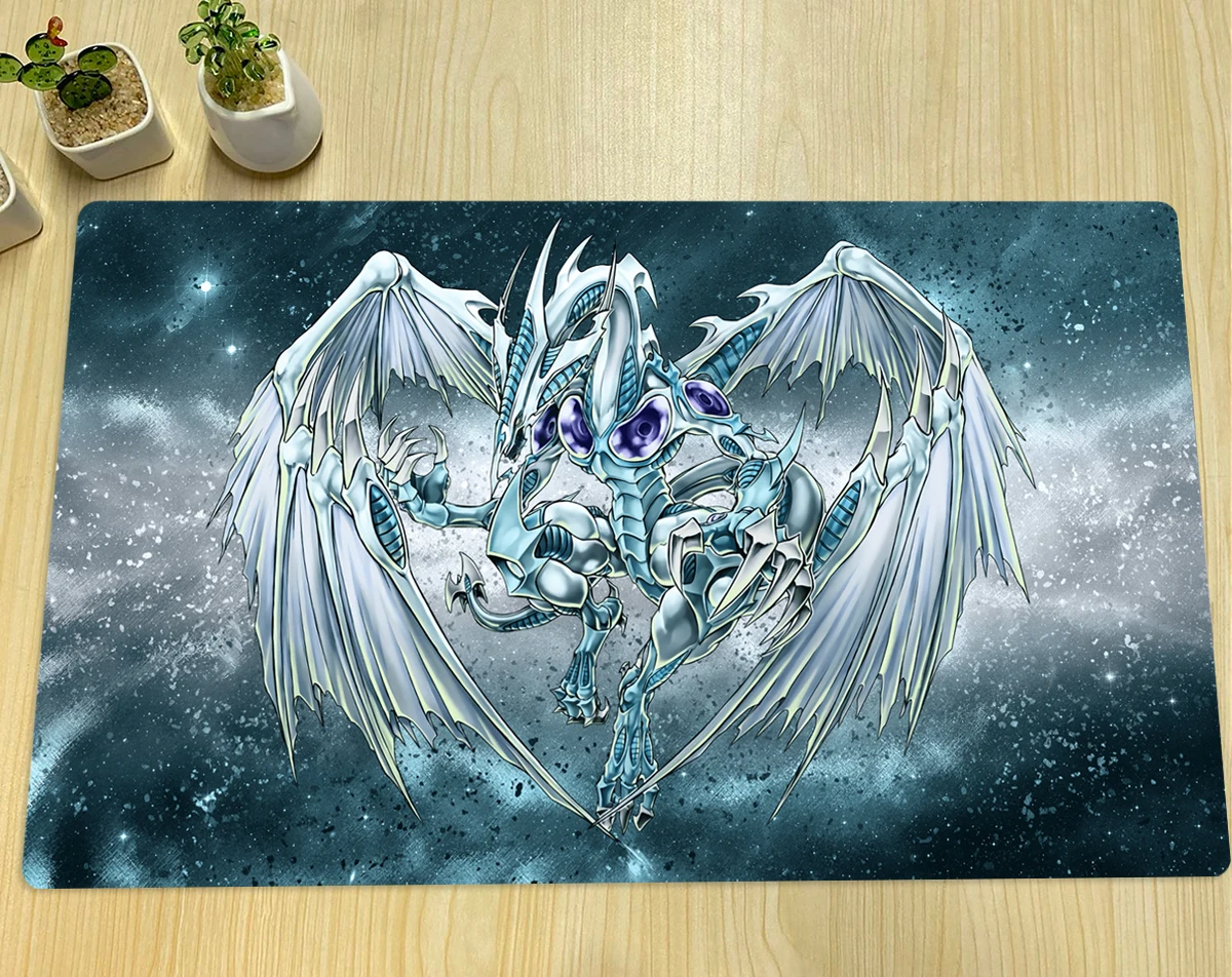 YuGiOh Playmat Stardust Dragon TCG CCG Board Game Trading Card Game Mat Custom Anime Mouse Pad Rubber Desk Mat Zones & Free Bag