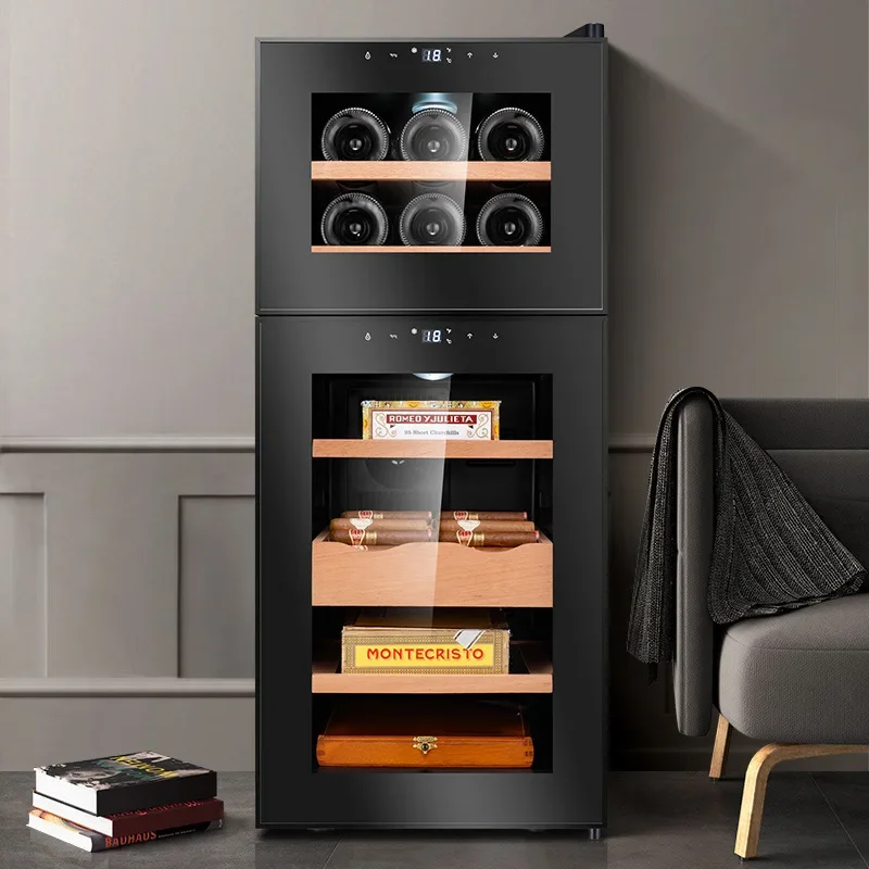 #Electronic Cigar Humidor, 18C Dual Zone Temperature Control, Mini Small Home Use, Tea and Wine Storage Cabinet