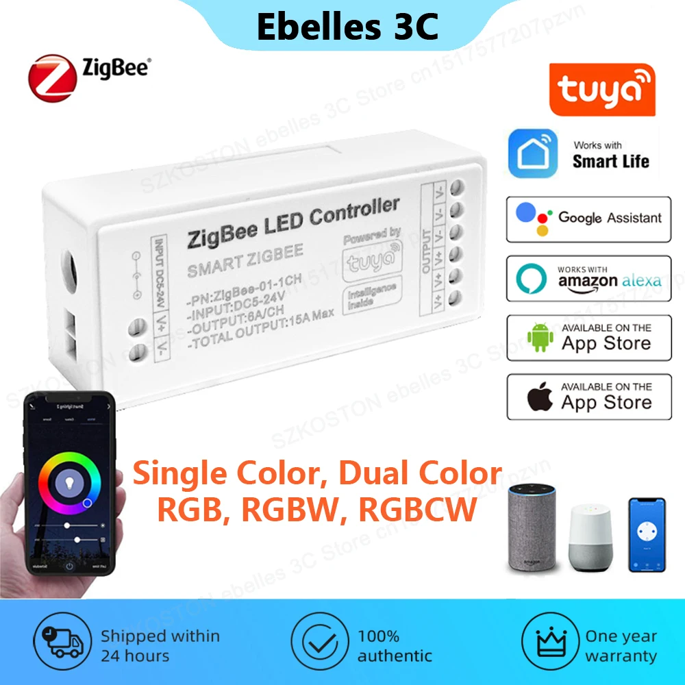 Tuya Zigbee RGB Controller LED Strip Smart Switch Module Smart Life APP Remote Control Works with Gateway Hub Alexa Google Home