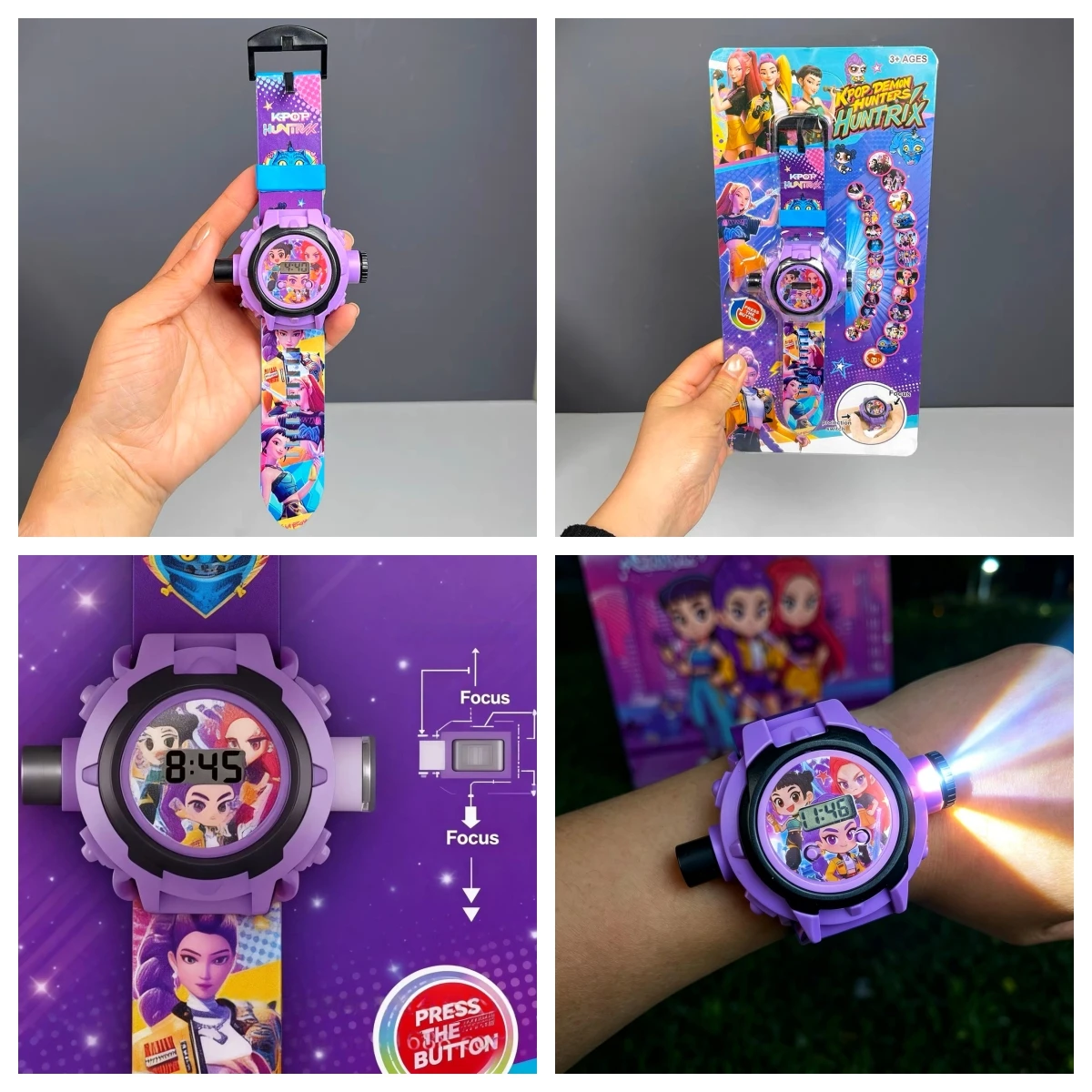2026 New Cartoon Anime 24 Pattern 3D Projection Children's Watch Projector Toy Children's Birthday Gift