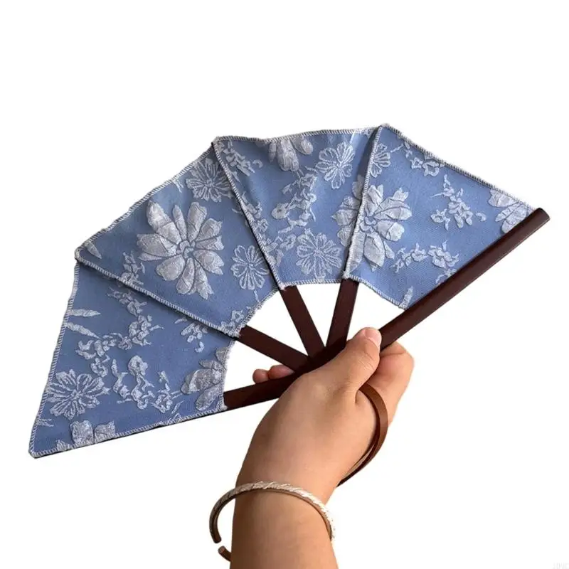 Delicate Wooden Frame Linen Fan Breathable for Hot Weather & Photo J0MC