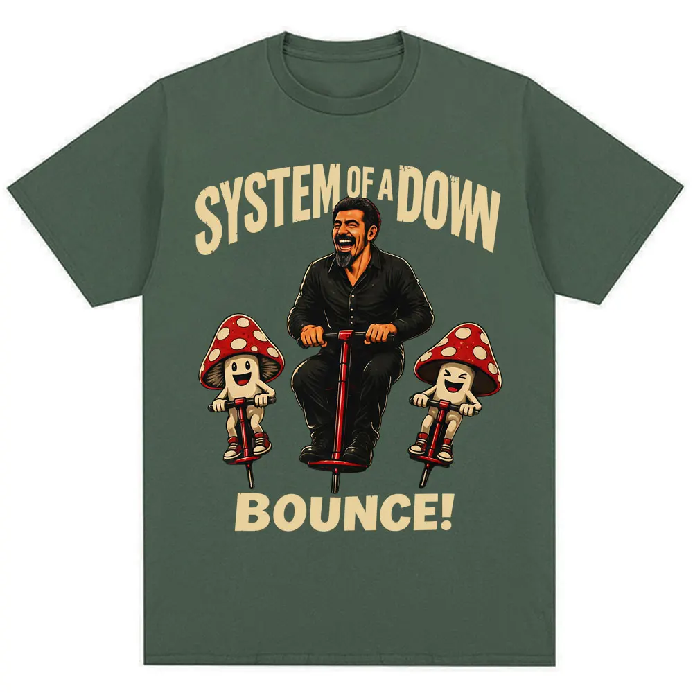Rock Band System of A Down Bounce Mushroom T-shirt Men Women Punk Hip Hop Gothic T Shirts Oversized Cotton Casual T Shirt Male
