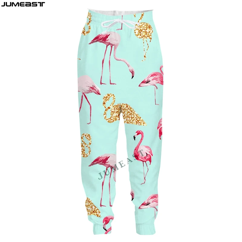 Jumeast Y2k Men Women 3D Printed Lovely Animal Flamingo HIP Hop Casual Long Pants Sport Pullover Length Sweatpants Trousers