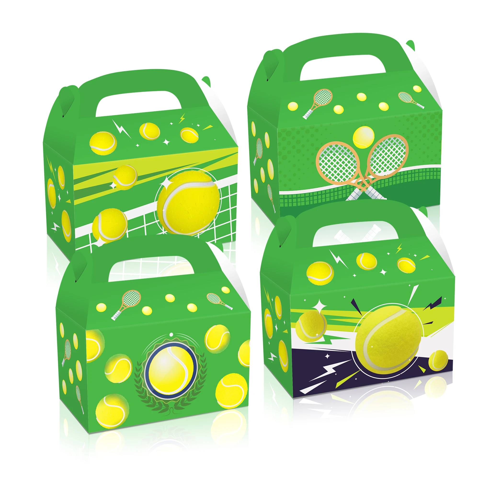 

DD121 4Pcs Sports Tennis Ball Rackets Game Party Favor Box Birthday Party Candy Packing Gift Bags Baby Shower Party Decorations