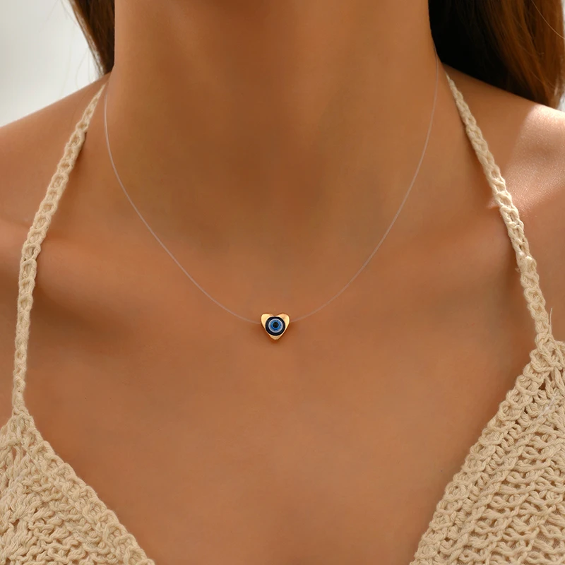 Elegante blaue Zirkon-Metall-Muschel-Kette für Frauen, einzigartiges Design, leichte Luxus-Schmetterlings-Herz-Halskette, Freundschaftsschmuck – Detail 26