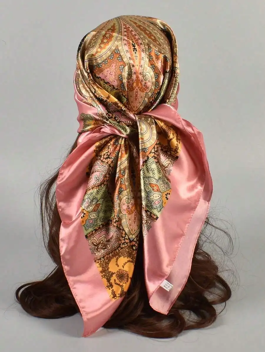 1 pañuelo tejido con estampado de Paisley multicolor para mujer, elegante pañuelo para la cabeza para viajes, fiestas y eventos nocturnos