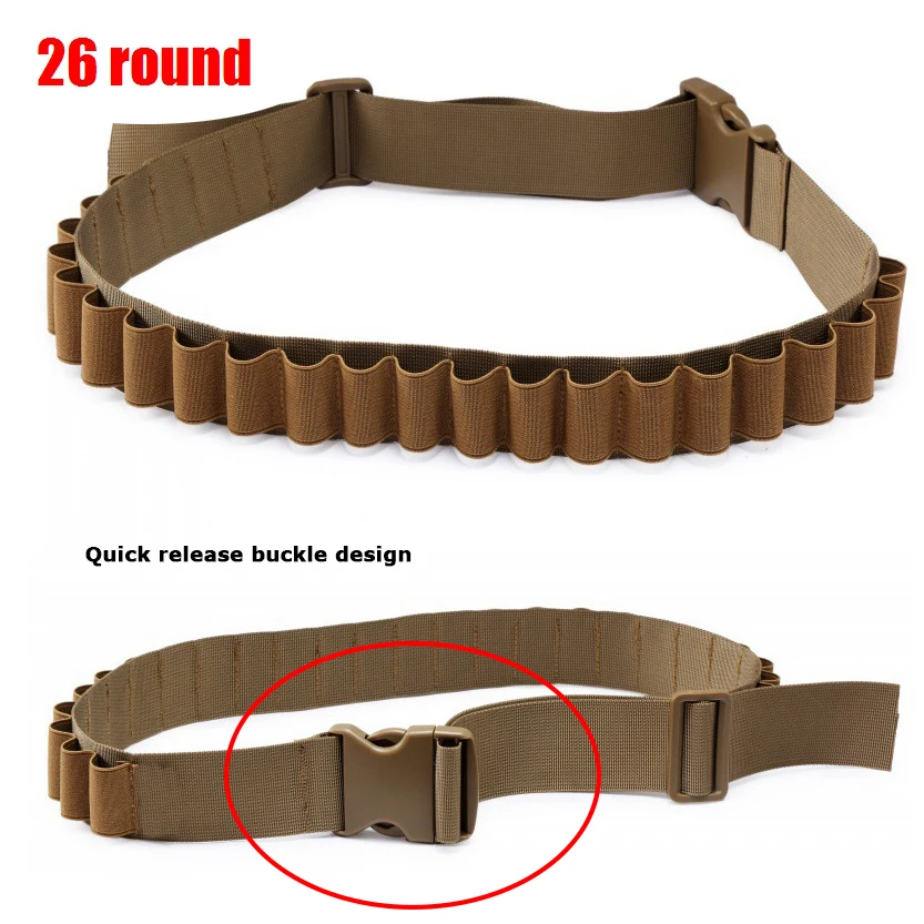 26/50 Round Shotgun Shell Bandolier Belt for 12 20 Gauge Cartridge,Airsoft Bullet Belt Bandolier Ammo Holder Hunting accessories