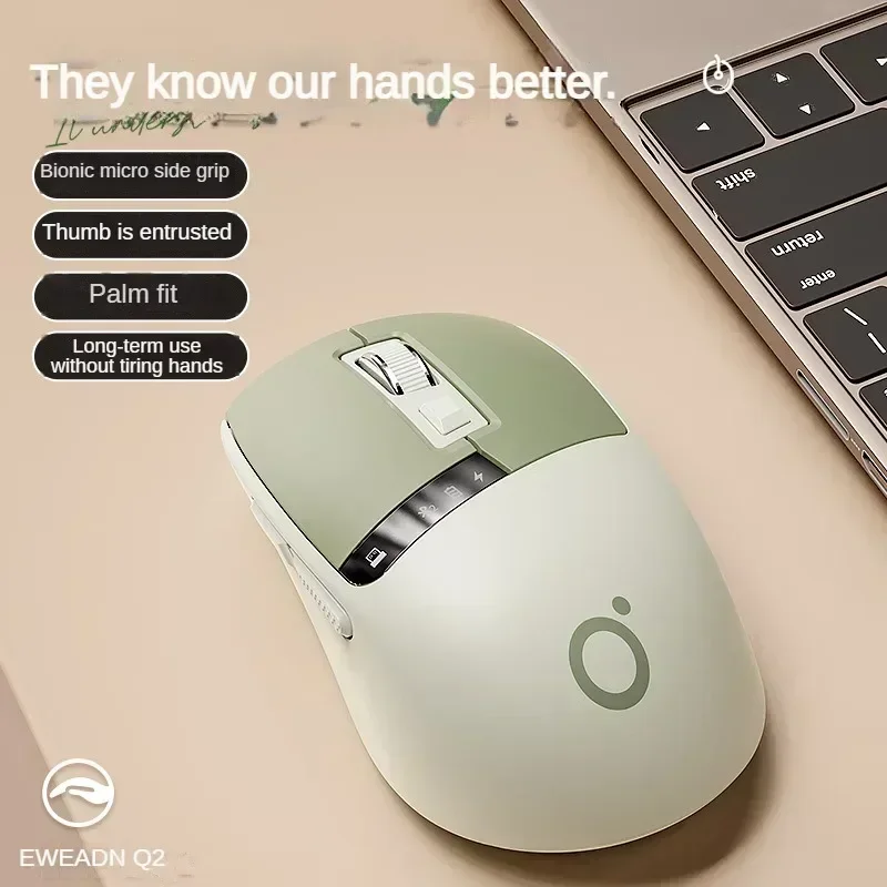 

EWEADN Q2 2.4G Wireless Bluetooth Dual-mode Mouse 1600PDI Rechargeable Silent Mouse with Display for Laptop Office Home