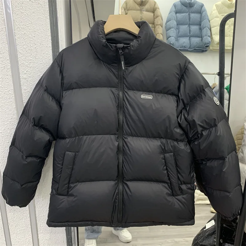 

Thickened down jacket women's short 2022 new Korean version stand collar loose couple white duck down bread tide