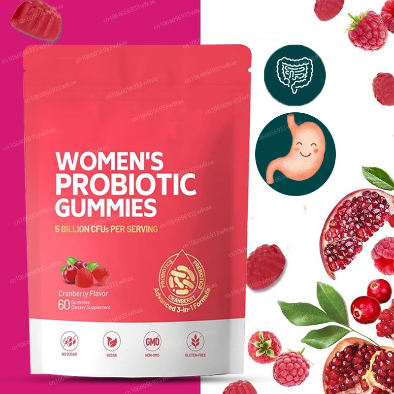

Cranberry Urinary Tract Health Gummies Vaginal Probiotics for Women pH Balance & Odor Support Digestive Health 60Counts