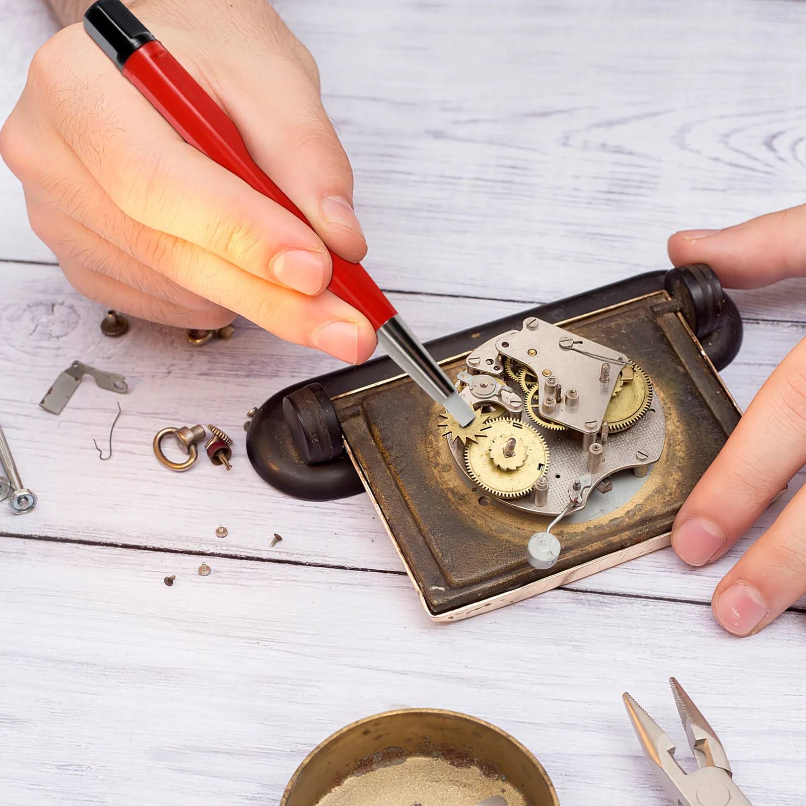 

Pen Style Cleaning Brush with Adjustable Bristles Premium Fiberglass Material for Circuit Board Jewelry Rings Automotive Rust