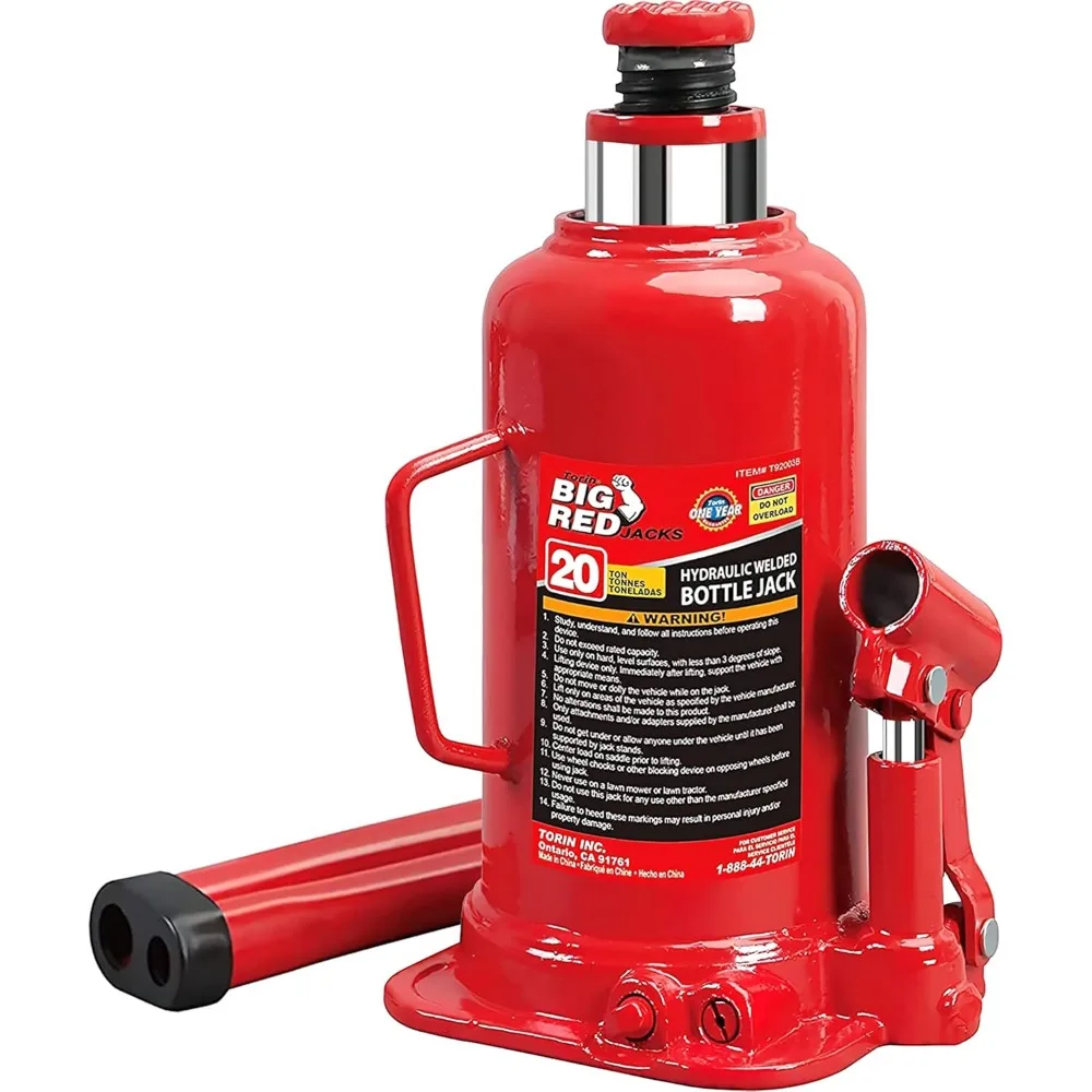 

20 Ton Hydraulic Car Bottle Jack for Auto Repair and House Lift, 40,000 LBs Capacity, Red Color