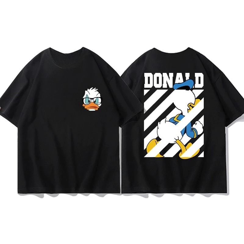 

Donald Duck Joint Short-sleeved Men and Women Couple T-shirt Design Printing Loose and Versatile Pure Cotton Clothes Summer