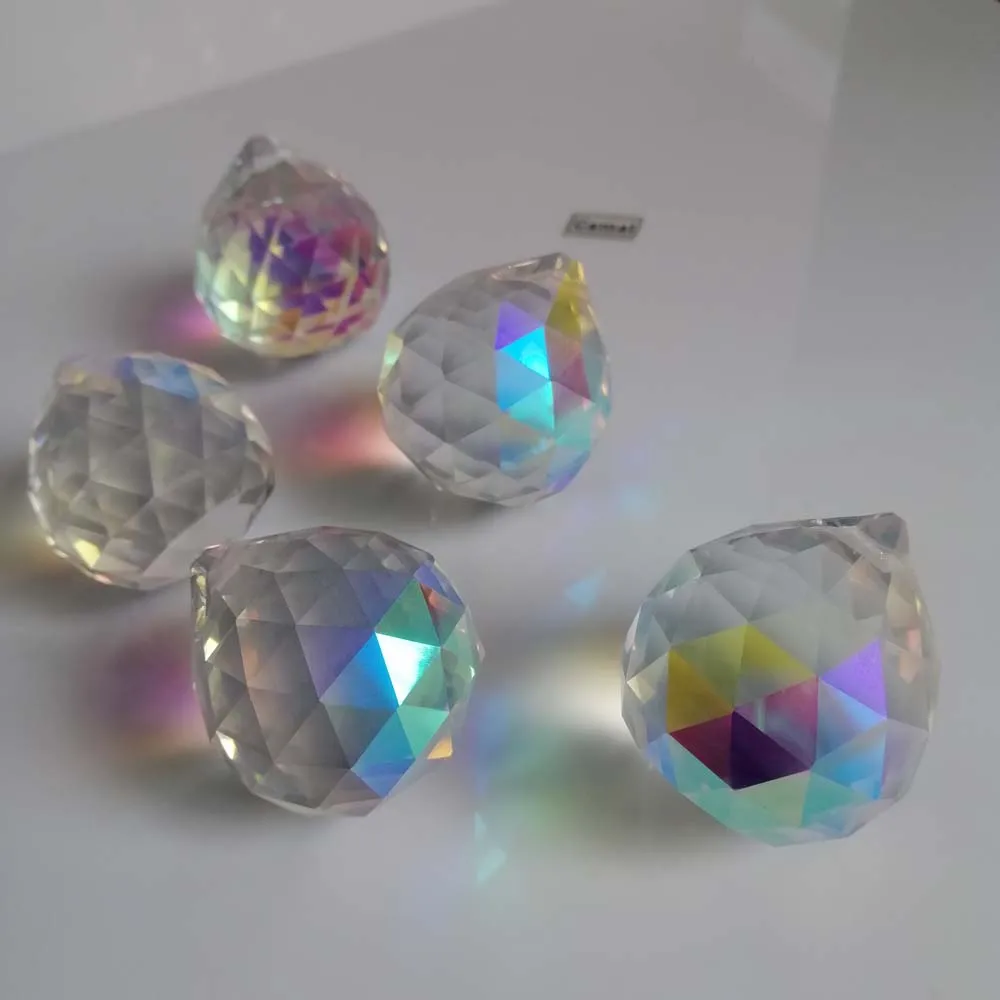 Camal 5PCS AB Color 30MM Crystal Ball Dorp Prism Pendant Suncatcher Chandelier Original Curtain Home Christmas Hanging Decor DIY