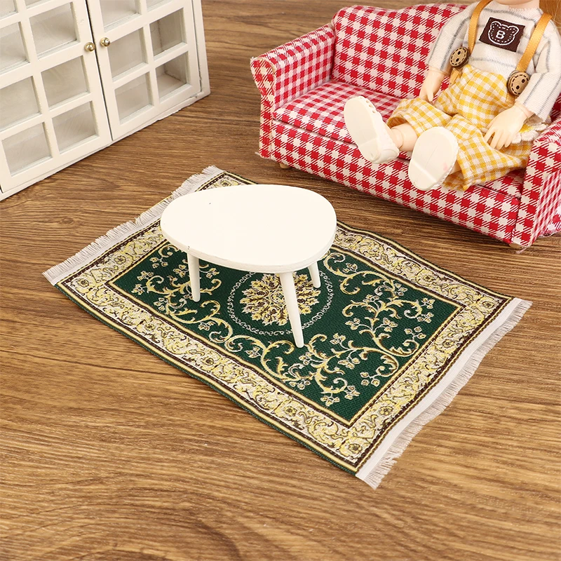 Different Types 1:12 Living Room Decor Dollhouse Handmade Woven Mini Floor Rug Cover Carpet for Dolls House Bedroom Bathroom