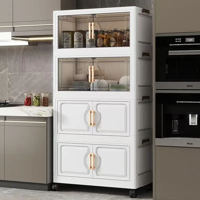 

No-installation foldable storage cabinet, living room snack storage cabinet, kitchen gap shelf, household plastic storage box