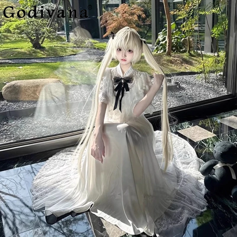 

White Fairy Gentle Style Lolita Dress Women Lolita Runaway Princess Dress Female Summer Birthday Daily Wear Cape Dress