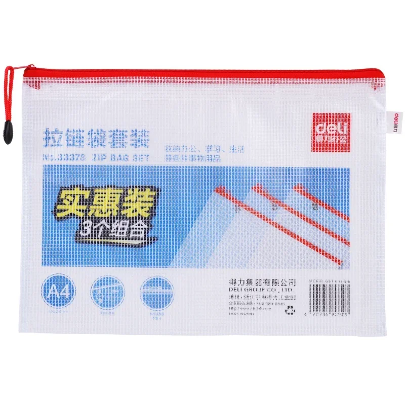 3 Pcs/lot PVC Jala Ritsleting Tas Tahan Air Filing Produk File Folder Penyimpanan Tas Warna Tas Dokumen File