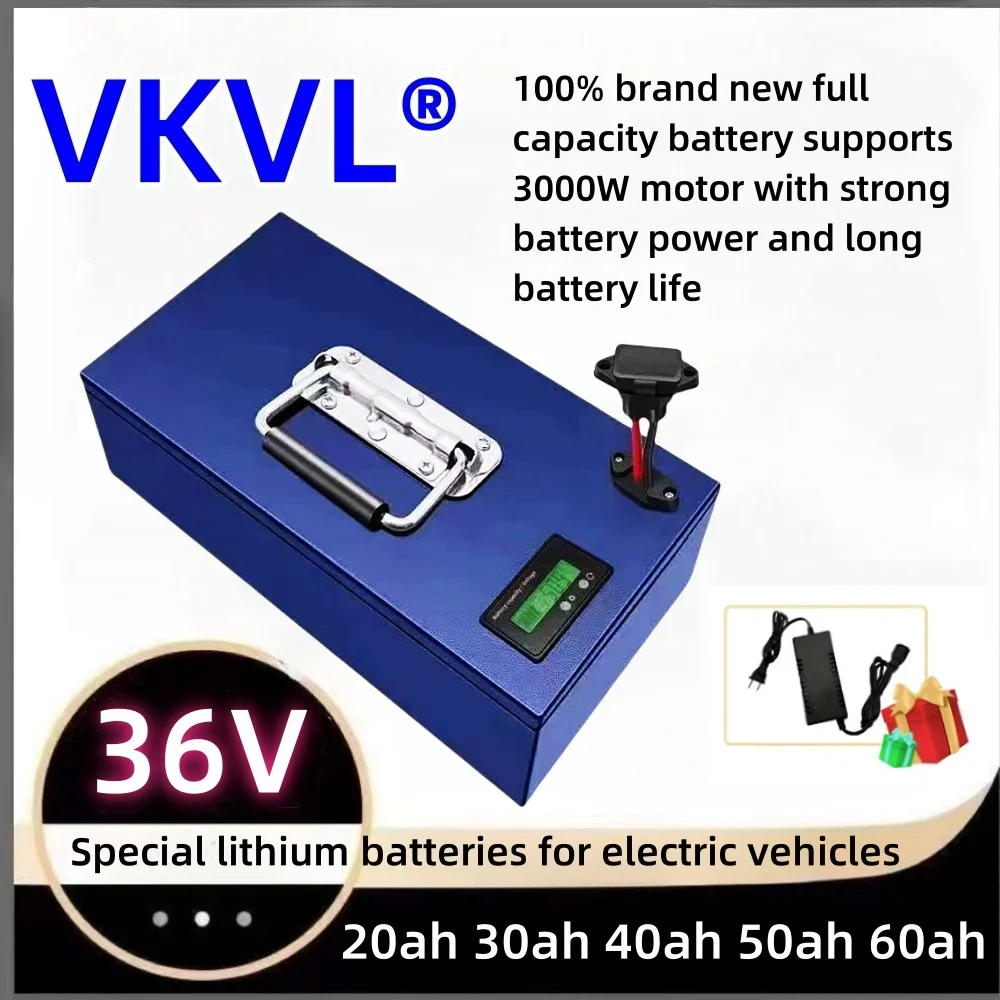 36V20Ah25Ah30Ah 18650 lithium battery combination, suitable for 250-2000W devices, powerful battery power, complimentary charger