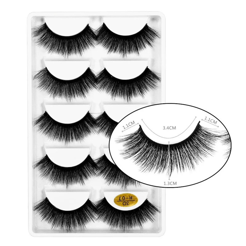 5 pairs/Tray Natural flexible handmad Soft fluffy cotton band easy to use  Full strip Lashes for Eye beauty