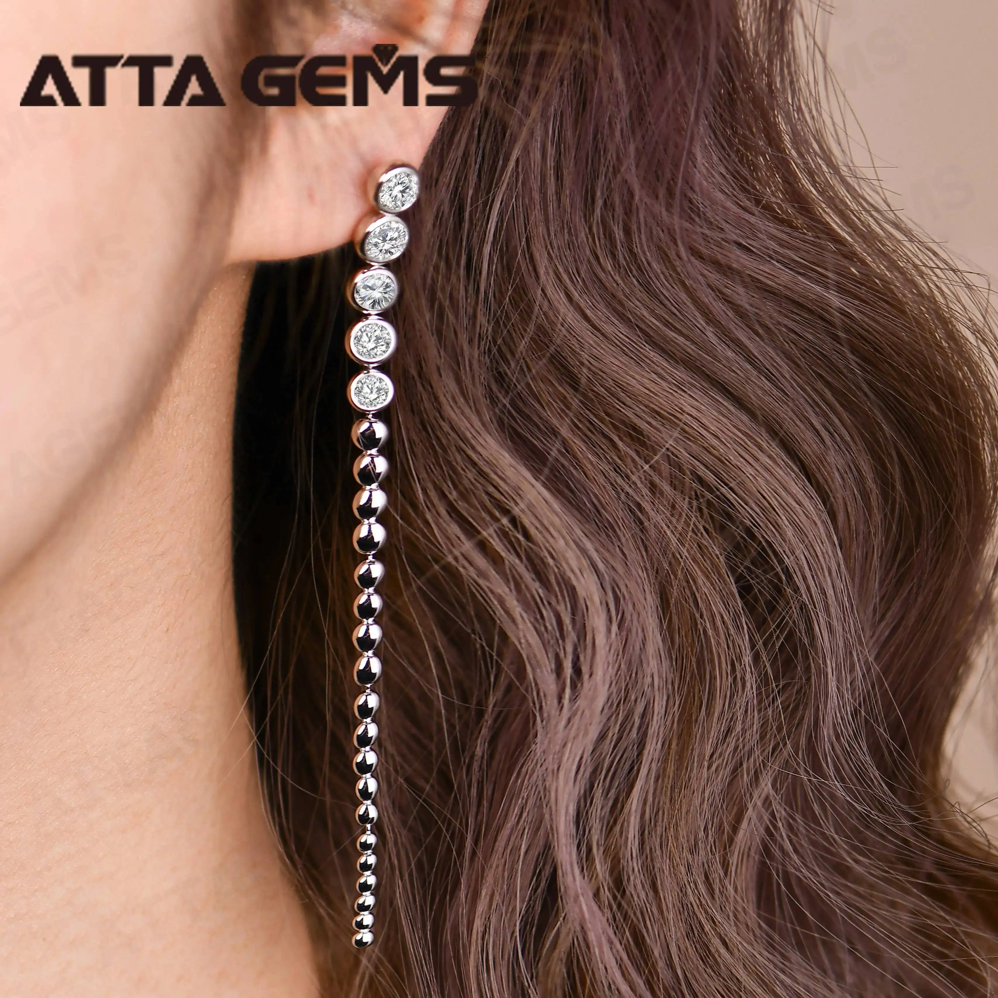 ATTA Fine Jewelry Drop Earrings D Color VVS Moissnite 925 Sterling Silver Charm Earrings Gift for Women High Quality