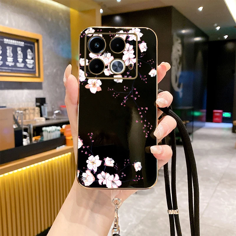 Note 40 Plum Blossom Luxury Plating Phone Case For Infinix Note 40 30 40Pro 11Pro 12Pro 11 GT 20Pro 30Pro Hot 30 20S 40 12 Cover