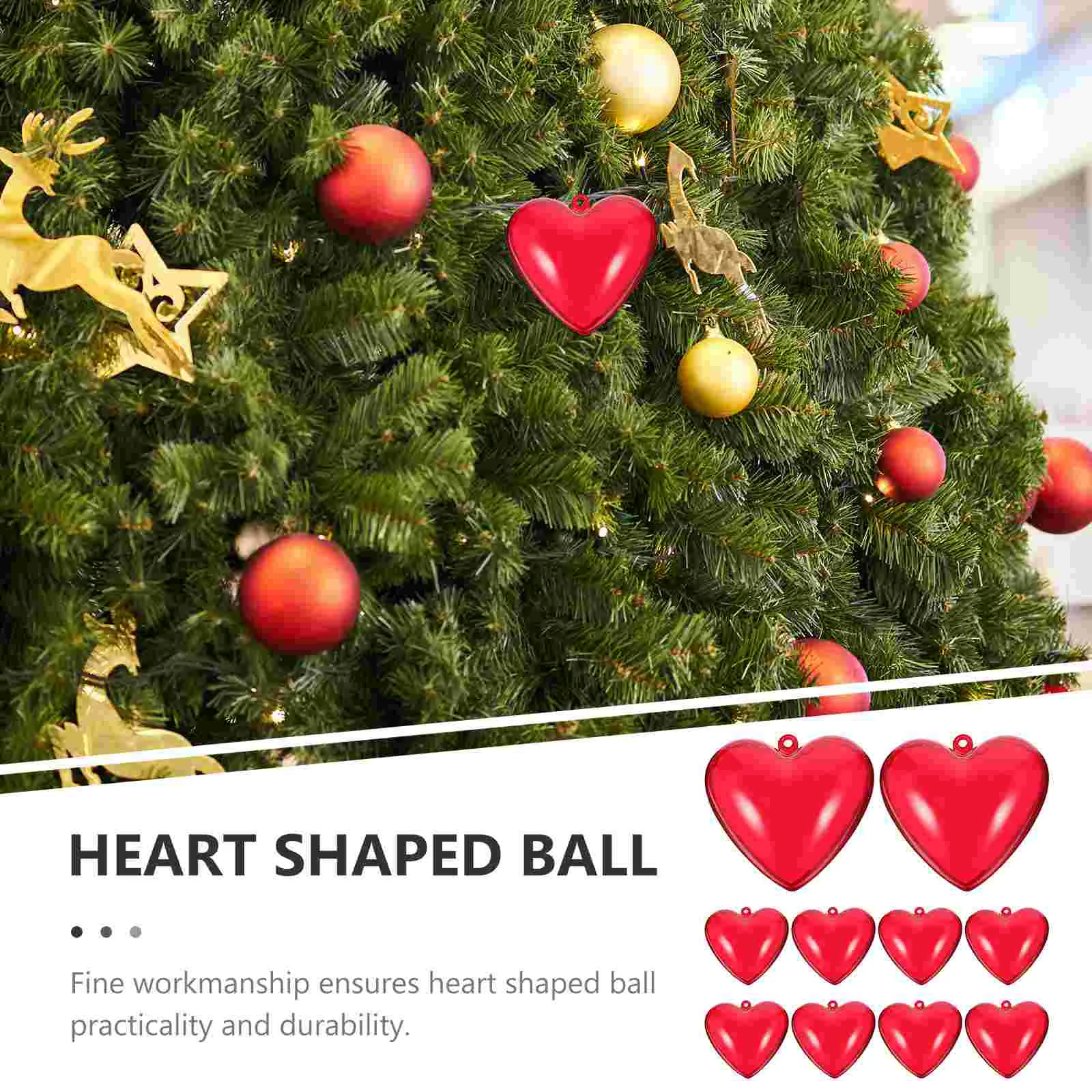 10 Pcs Fillable Ornament Balls Wedding Decor Accessories Hanging Heart-shaped Plastic Candy Boxes