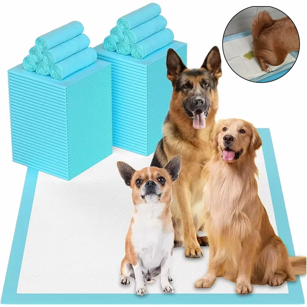 120Pcs Super Absorbent Pet Diaper Dog Training Pee Pads Disposable Healthy Nappy Mat For Cats Dog Diapers Quick-dry Surface Mat