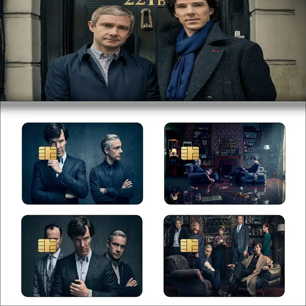 TV Drama Sherlock Anime 1 Set Of 4 Pcs Funny Shell Ultra Thin No Fade Sticker Skin Cover Film For Debit Credit Card