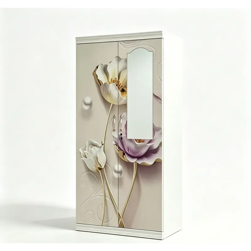 Custom Color Pattern Steel Wardrobe Cabinet Decorative Printed Panel Metal Clothing Storage Wardrobe Suitable for Family