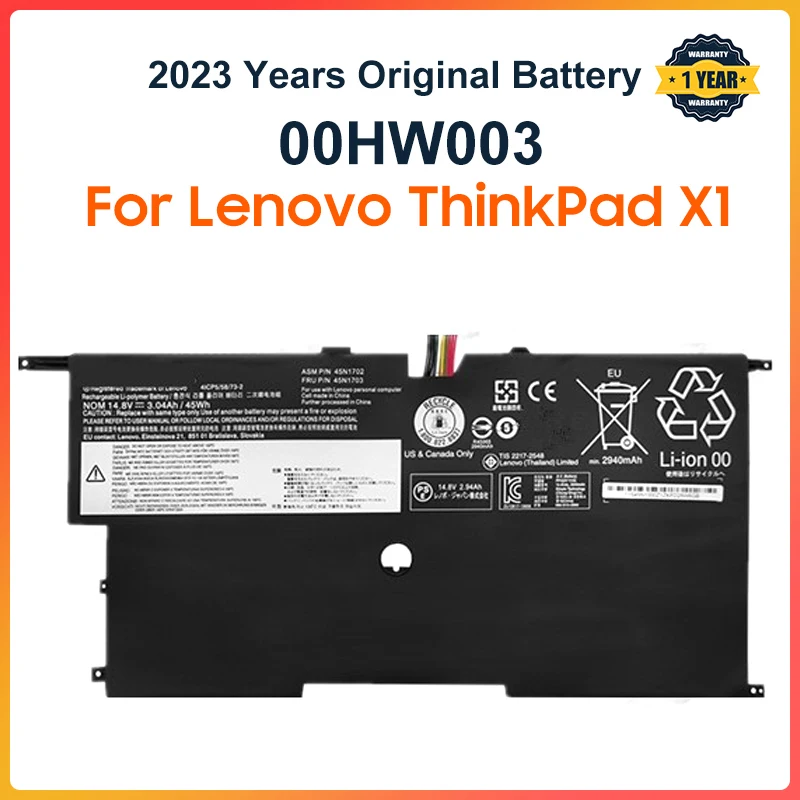 

00HW003 SB10F46440 45N1700 Laptop Battery For Lenovo ThinkPad X1 Carbon Gen3 2015 X1 Carbon 2014 Gen2 00HW002 45N1702