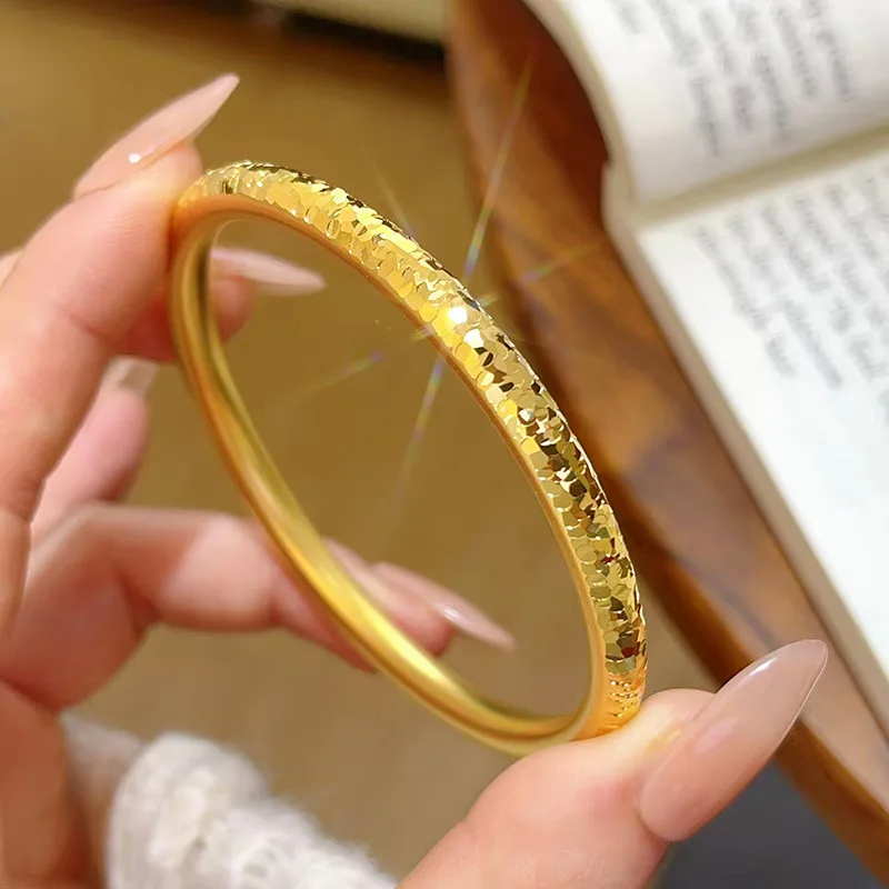 

Real Kt18 Golden Color Starry Sky Bangle for Women NecklaceWedding Engagement Fine Bracelet Bangle Jewelry Not Fade