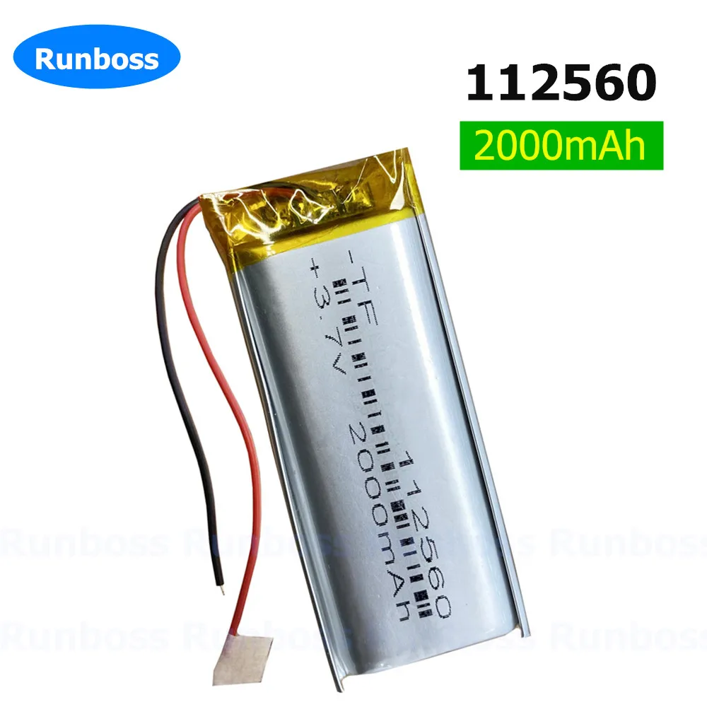 1-10PCS 3.7V 2000mAh 112560 Polymer Li Lipo Battery For E-Book Power Bank Monitor Video Player Plate MID Portable DVD Tablet PC