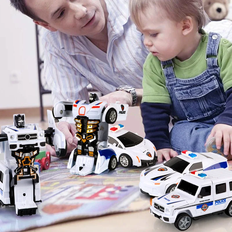 Mini coche de transformación 2 en 1 para niños, Robot de juguete de colisión, deformación automática, vehículo de deformación de modelo de coche de empuje y marcha, regalo de juguete