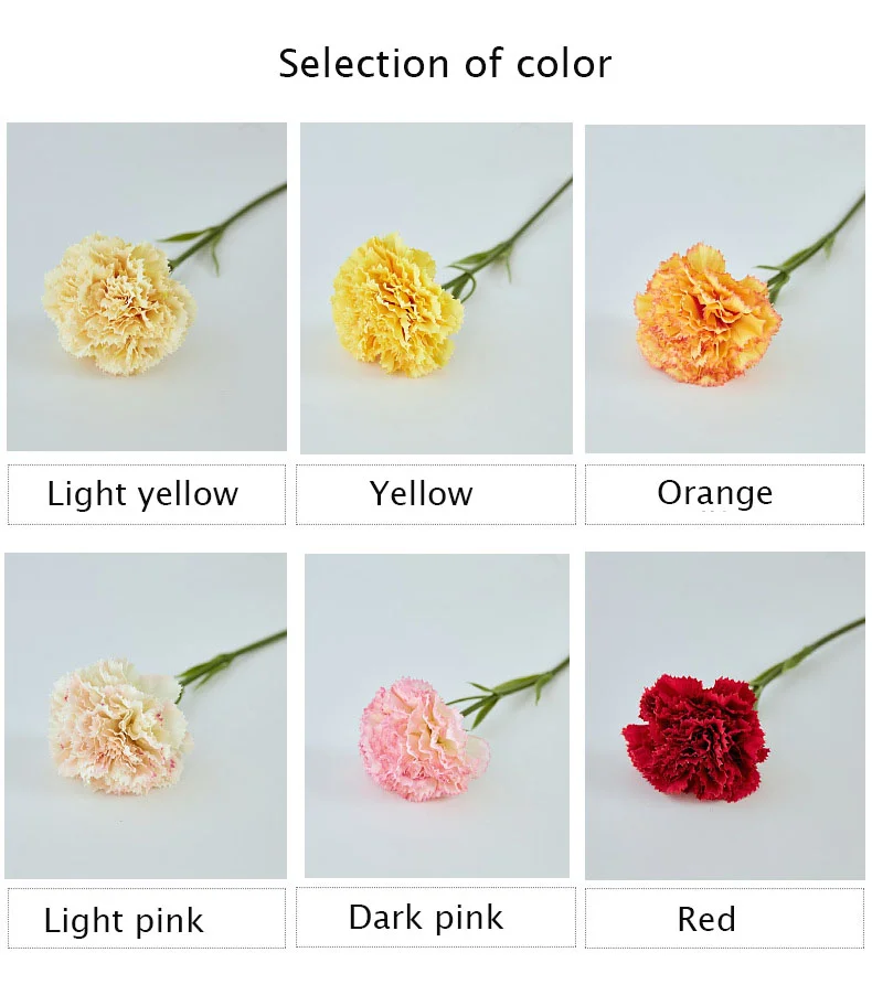 10 Stück künstliche Blumen mit kurzem Zweig, Nelke, Muttertagsgeschenk, Blumenstrauß, Seidenblume, Heimdekoration, Hochzeit, Party, Nelke – Detail 8