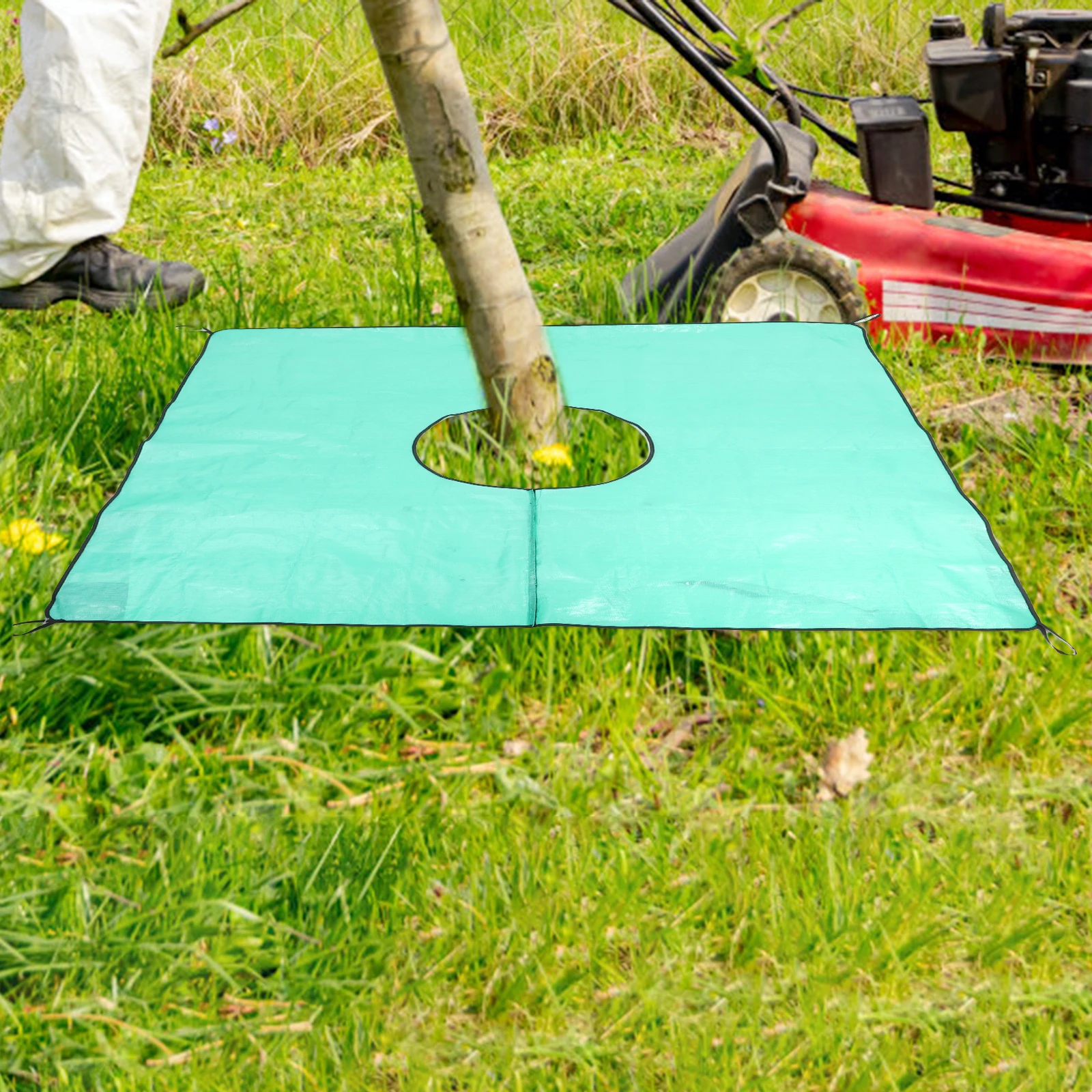 

Waterproof Landscape 200X200Cm With 60Cm Hole For Tree Shrub Pruning Leaf Drop Mat Tarp With Fasteners Outdoor Garden Yard