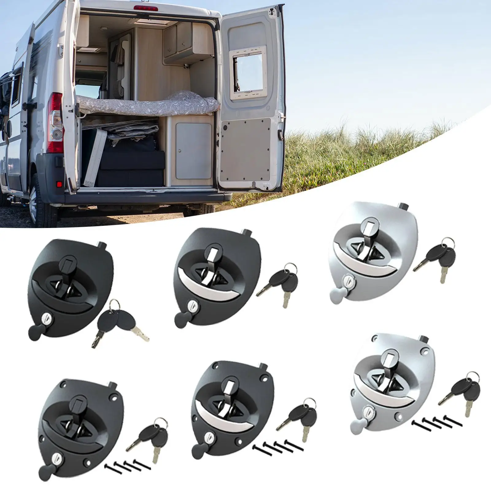 

Camper Entry Door Latch with 2 Keys Easy to Install RV Door Lock for Ship